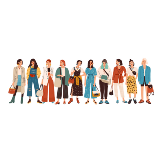 Group Of Fashionable Women Standing Together Sticker