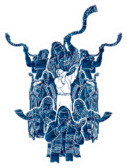 Group Of Jewish Blowing The Shofar Horn Sticker