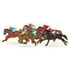Group Of Jockeys Riding Horses Kentucky Derby Sticker
