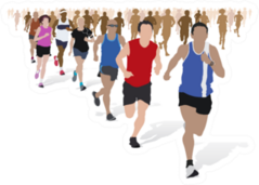 Group Of Marathon Runners Illustration Sticker