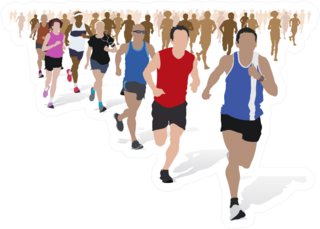 Group Of Marathon Runners Illustration Sticker