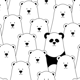 Group of Polar Bears And One Panda Sticker