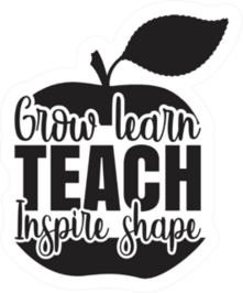 Grow Learn Teach Inspire Shape Apple Text Illustration Sticker