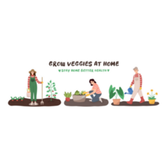 Grow Veggies At Home Gardening Illustration Sticker
