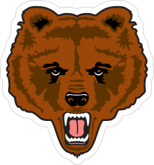 Growling Bear Mascot Sticker