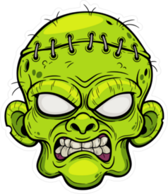 Growling Cartoon Zombie Face Sticker