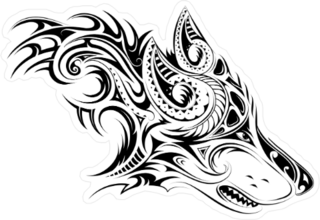 Growling Tribal Wolf Head Sticker