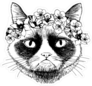 Grumpy Cat With Circlet Of Flowers Sticker