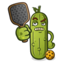 Grumpy Pickleball Cartoon Sticker