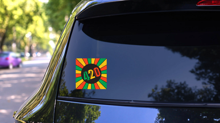 Grunge 420 Rastafarian Stripes Sticker on a Rear Car Window (New) example