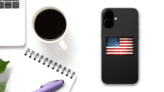 Grunge American Flag Sticker on a Phone (New) example