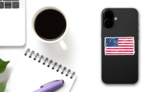 Grunge American USA Flag Sticker on a Phone (New) example