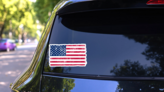 Grunge American USA Flag Sticker on a Rear Car Window (New) example