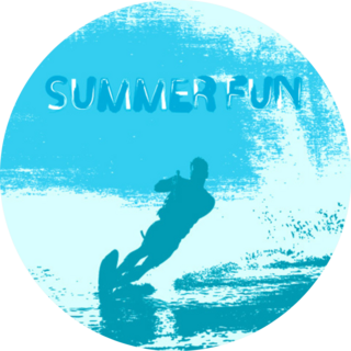 Grunge Background Water Skiing Sticker