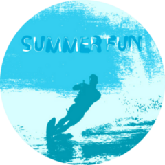 Grunge Background Water Skiing Sticker