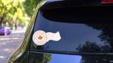 Grunge Canada Postal Stamp Sticker on a Rear Car Window (New) example