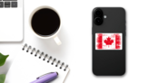 Grunge Canadian Flag Sticker on a Phone (New) example