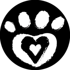 Grunge Dog Paw With Heart Circle Sticker