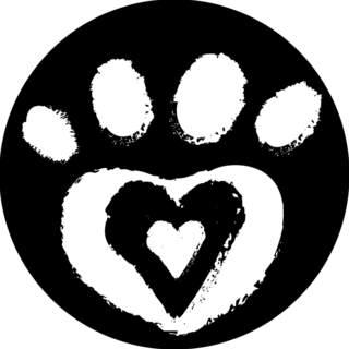Grunge Dog Paw With Heart Circle Sticker