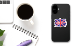 Grunge England Flag Sticker on a Phone (New) example