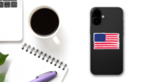 Grunge Flag Of USA Sticker on a Phone (New) example