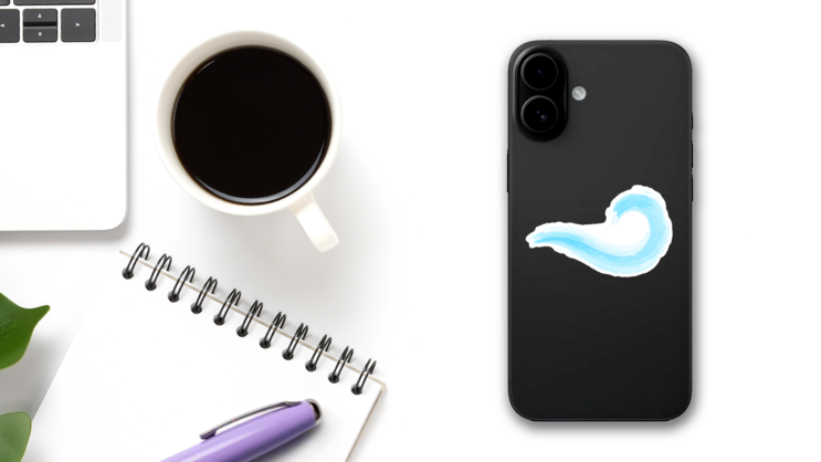 Grunge Light Blue Wave Sticker on a Phone (New) example