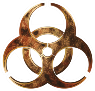 Grunge Metal Biohazard Symbol Sticker