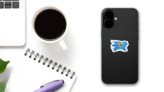 Grunge Oklahoma State Flag Sticker on a Phone (New) example