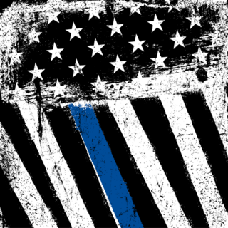 Grunge Patriotic American Flag With Thin Blue Line Sticker