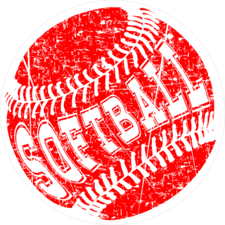 Grunge Red Scratched Softball Sticker