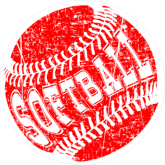 Grunge Red Scratched Softball Sticker