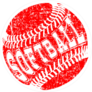 Grunge Red Scratched Softball Sticker
