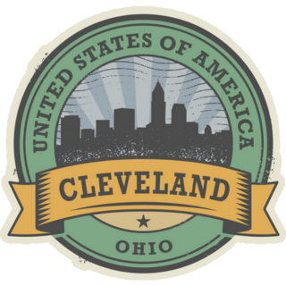 Grunge Rubber Stamp Cleveland, Ohio Sticker