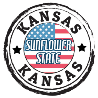 Grunge Rubber Stamp Kansas, Sunflower Sticker