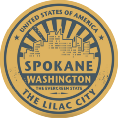 Grunge Rubber Stamp With Name Of Spokane, Washington Sticker