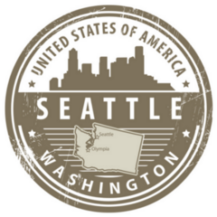 Grunge Rubber Stamp With Name Of Washington, Seattle Sticker