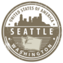 Grunge Rubber Stamp With Name Of Washington, Seattle Sticker