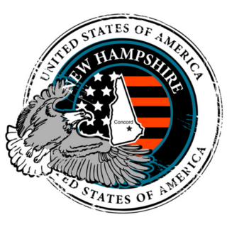 Grunge Rubber Stamp With New Hampshire Orange Stripe Sticker