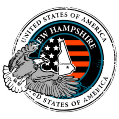 Grunge Rubber Stamp With New Hampshire Orange Stripe Sticker