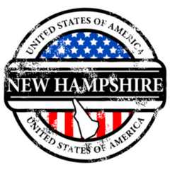 Grunge Rubber Stamp With New Hampshire Sticker