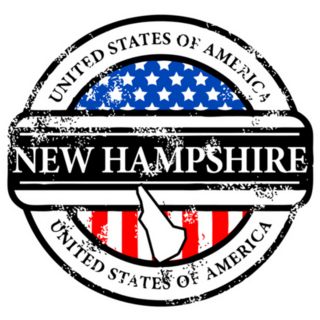 Grunge Rubber Stamp With New Hampshire Sticker