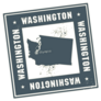 Grunge Square Stamp With Map Of Washington Sticker