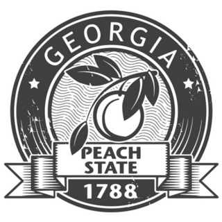 Grunge Stamp of Georgia with Peach Sticker