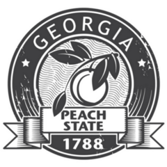 Grunge Stamp of Georgia with Peach Sticker
