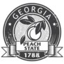 Grunge Stamp of Georgia with Peach Sticker