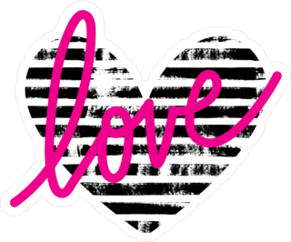 Grunge Striped Heart With Love Sticker
