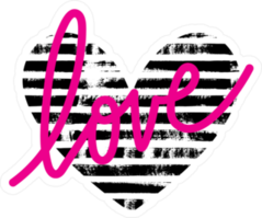 Grunge Striped Heart With Love Sticker