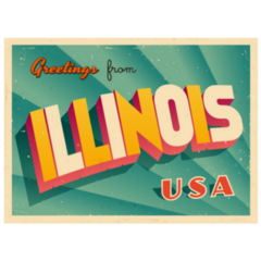 Grunge Touristic Greeting Card of Illinois USA Sticker