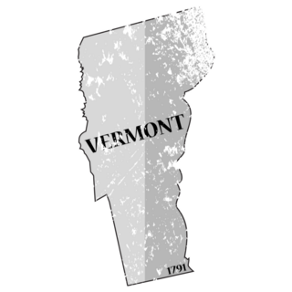 Grunged Vermont State Outline With Date Of Statehood Sticker