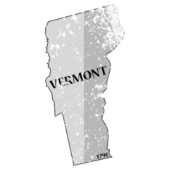 Grunged Vermont State Outline With Date Of Statehood Sticker